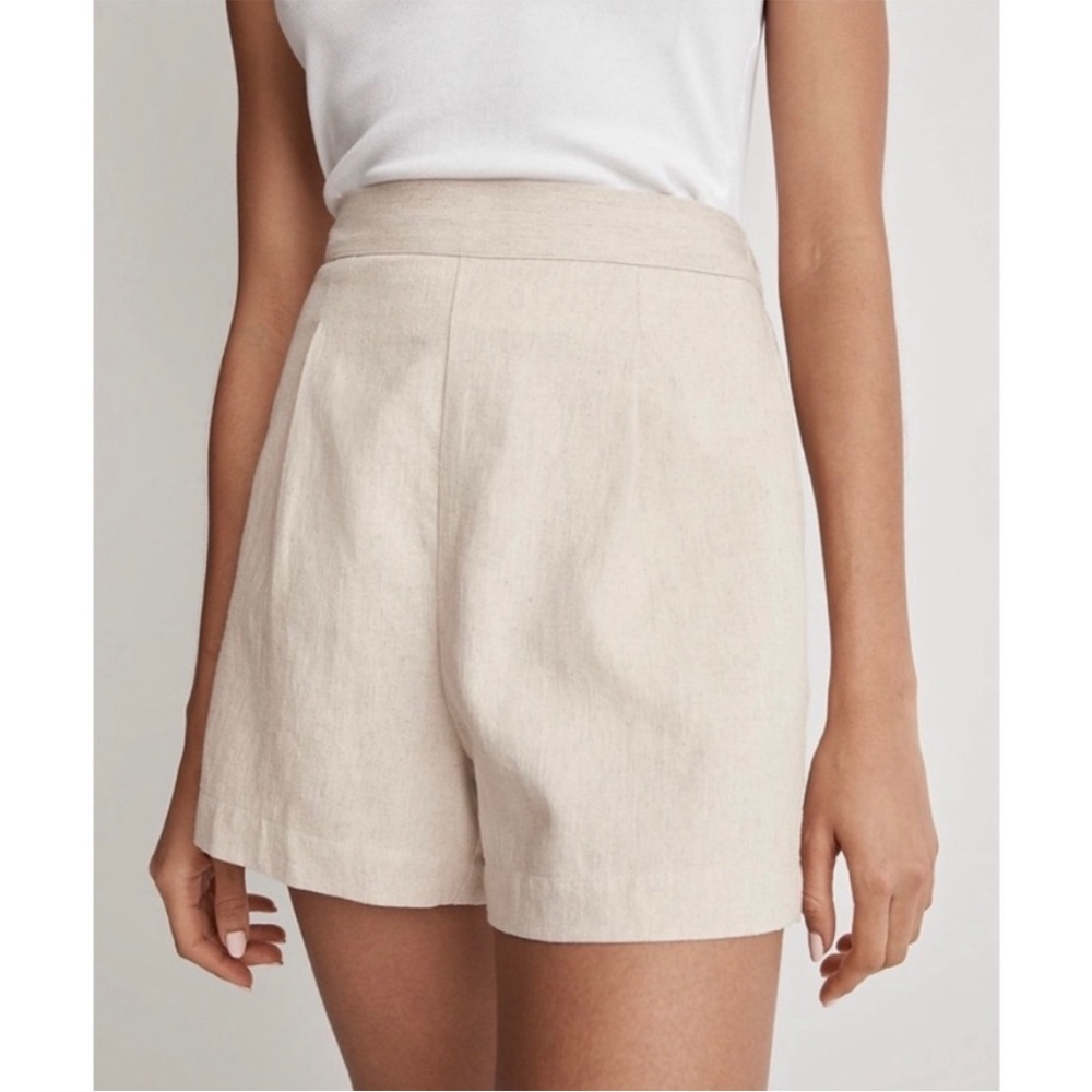 Madewell Clean Pull On Linen Cotton Shorts Beige Tan size M